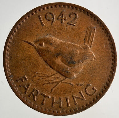 1942 George VI Wren Farthing Coin | Fine Collectable Grade