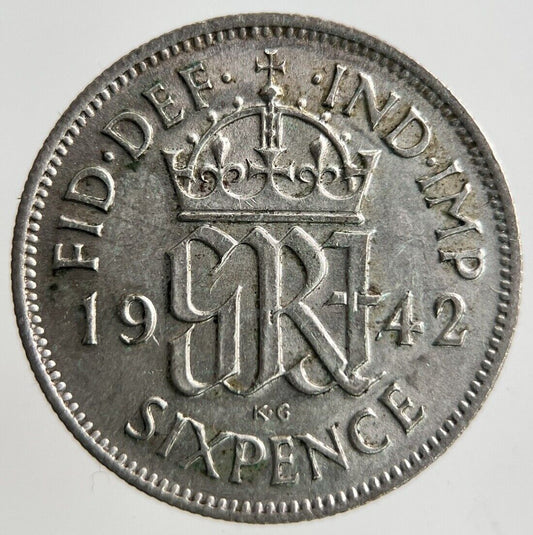 1942 George VI Sixpence Silver Coin | Very High Grade