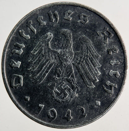 1942 Germany Nazi 10 Pfennig Coin | Very High Grade