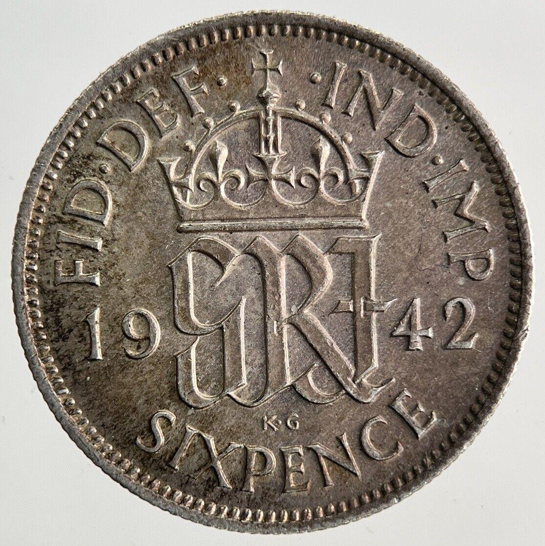 1942 George VI Sixpence Silver Coin | Very High Grade