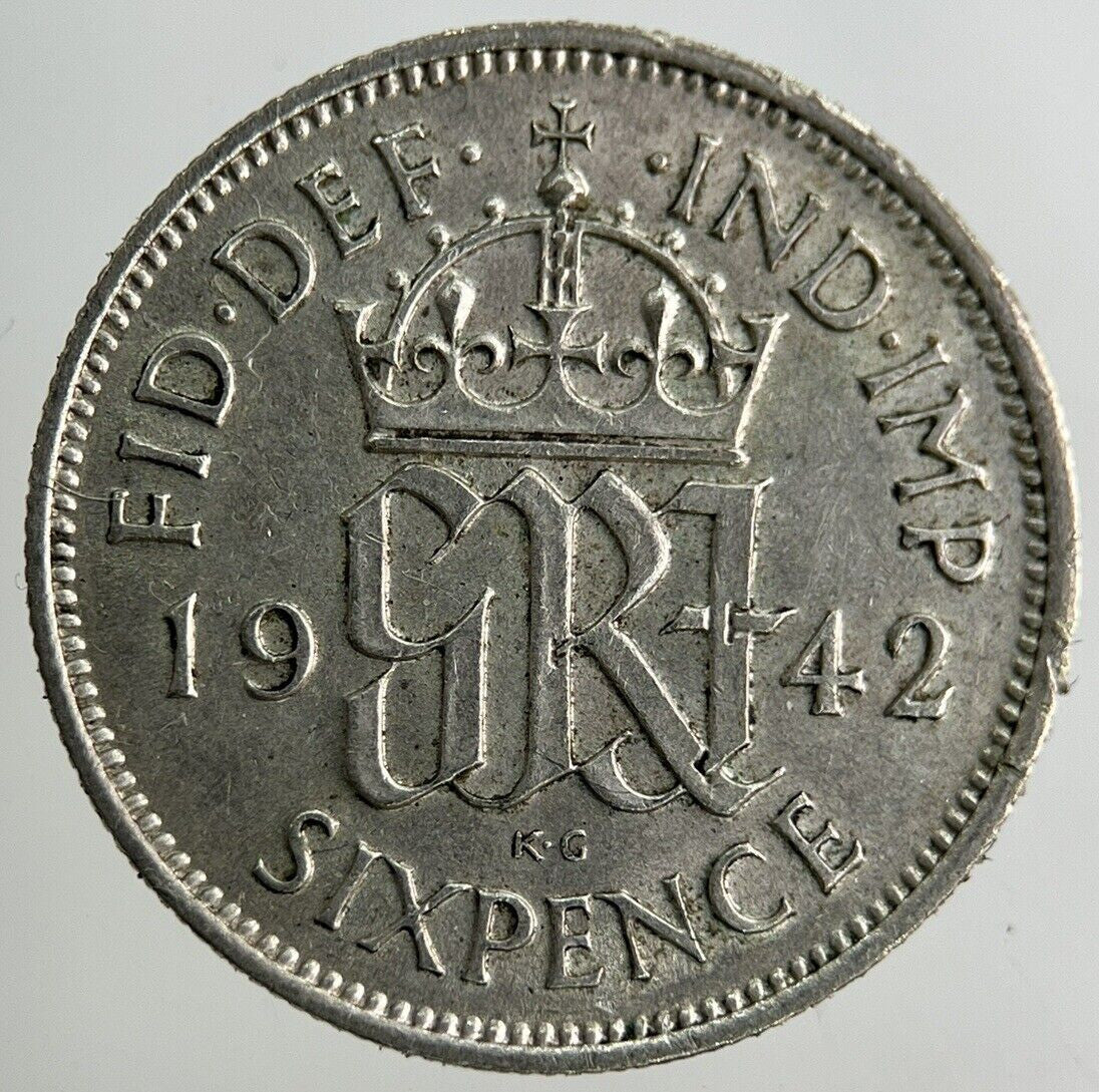1942 George VI Sixpence Silver Coin | Very High Grade