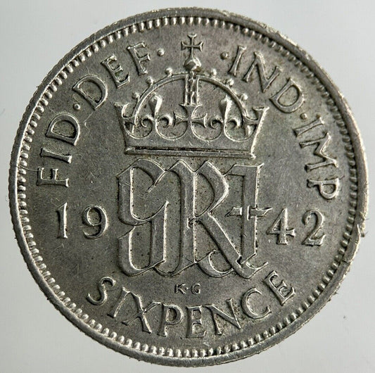 1942 George VI Sixpence Silver Coin | Very High Grade