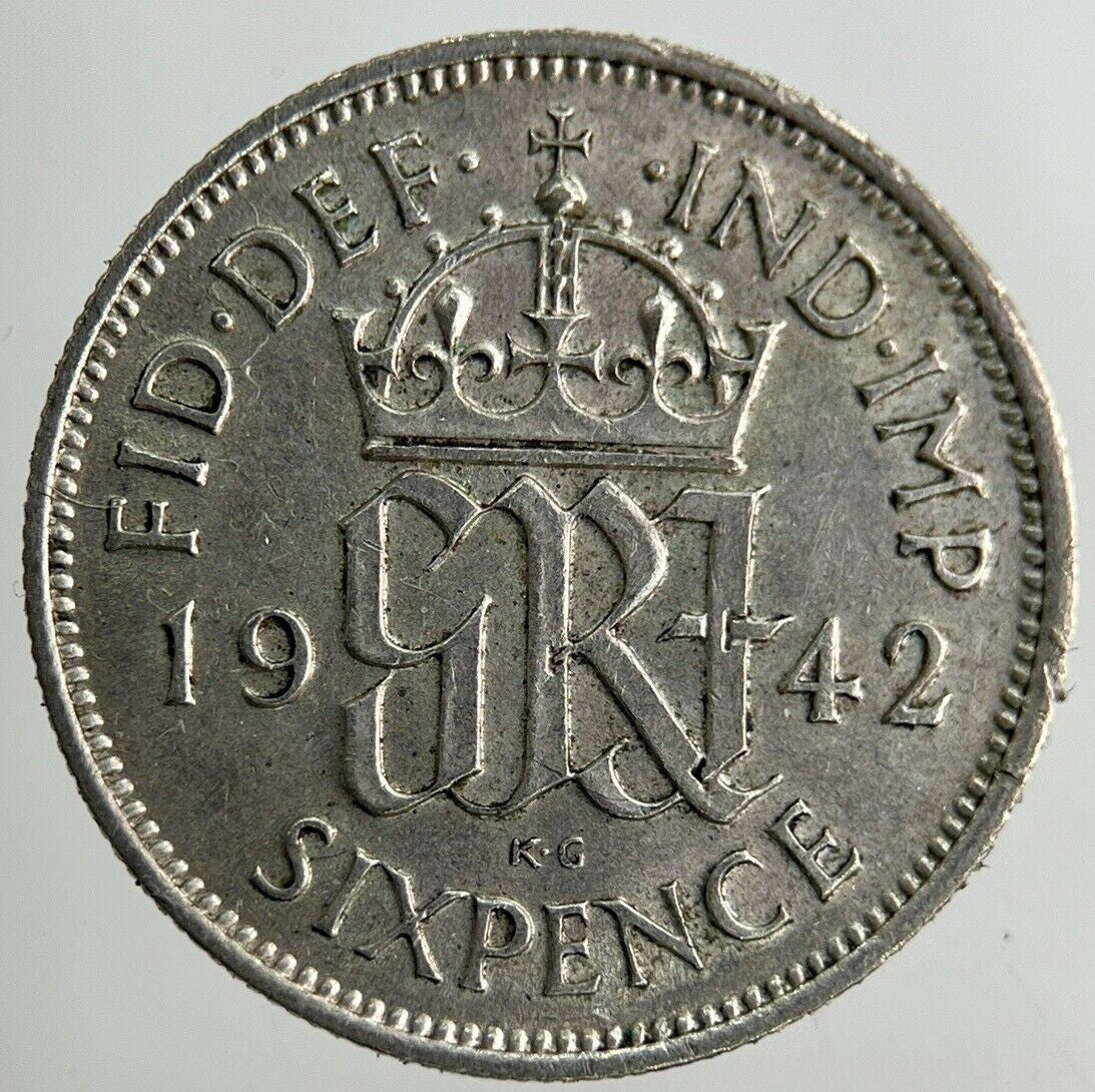 1942 George VI Sixpence Silver Coin | Very High Grade