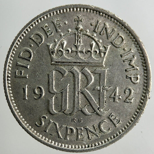 1942 George VI Sixpence Silver Coin | Very High Grade