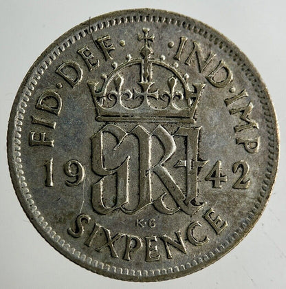 1942 George VI Sixpence Silver Coin | Fine Collectable Grade
