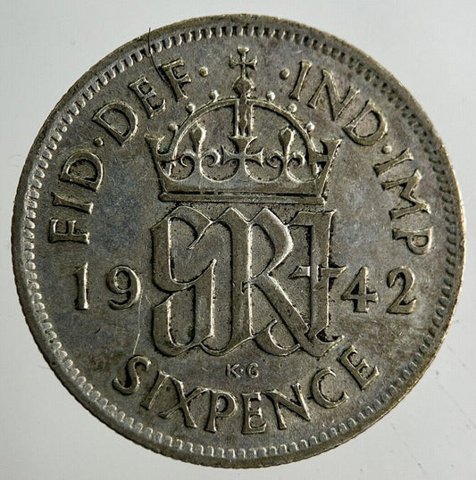 1942 George VI Sixpence Silver Coin | Fine Collectable Grade