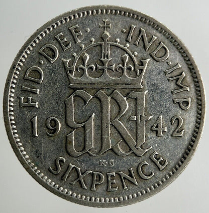 1942 George VI Sixpence Silver Coin | Fine Collectable Grade
