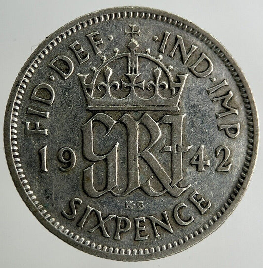 1942 George VI Sixpence Silver Coin | Fine Collectable Grade
