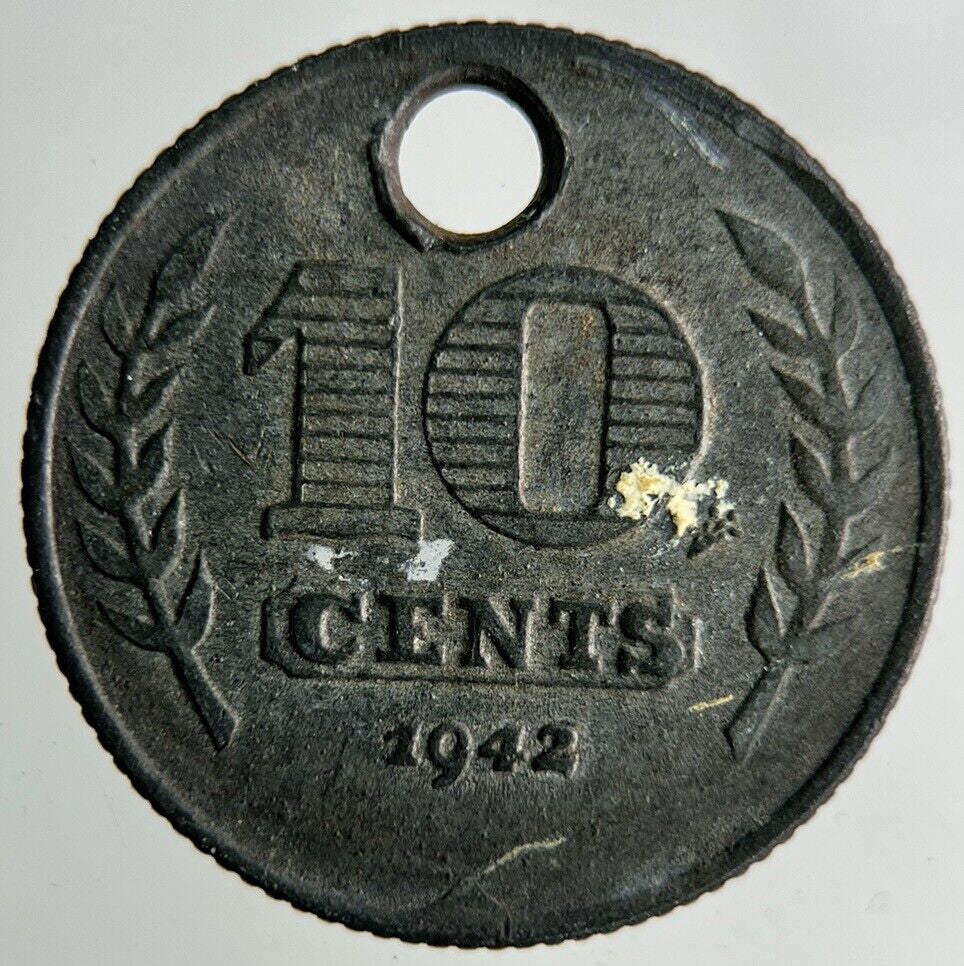 1942 Netherlands 10 Cents Silver Coin | Fine Collectable Grade