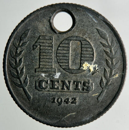 1942 Netherlands 10 Cents Silver Coin | Fine Collectable Grade