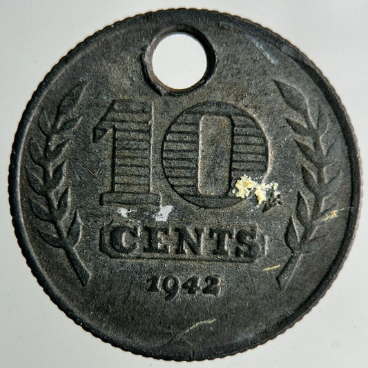 1942 Netherlands 10 Cents Silver Coin | Fine Collectable Grade
