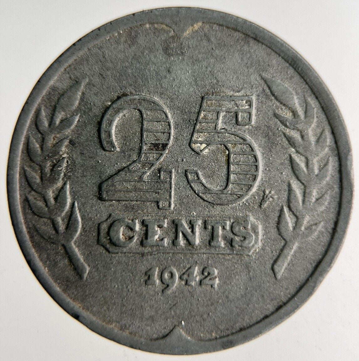1942 Netherlands 25 Cents Coin | Fine Collectable Grade