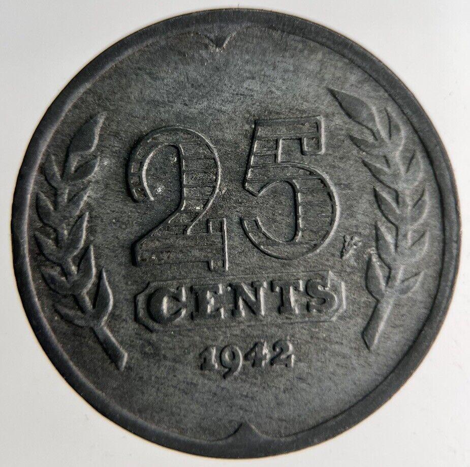 1942 Netherlands 25 Cents Coin | Fine Collectable Grade