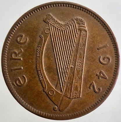 1942 Irish Half-Penny Coin | Very High Grade | a4821