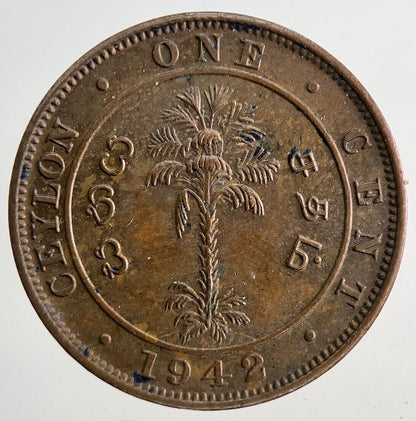 1942 One Cent Ceylon Sri Lanka Coin | Very High Grade