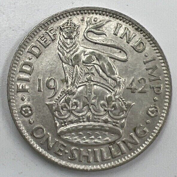 1942 Shilling | British Silver Coin | George VI | Very High Grade | a656