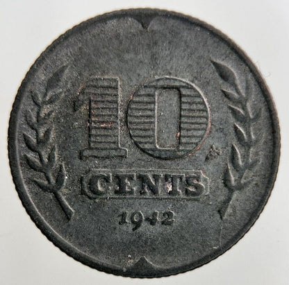 1942 Netherlands 10 Cents Coin | Fine Collectable Grade