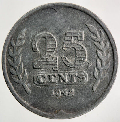 1942 Netherlands 25 Cents Coin | Fine Collectable Grade