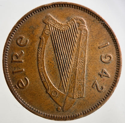 1942 Irish Half-Penny Pig Coin | Very High Grade