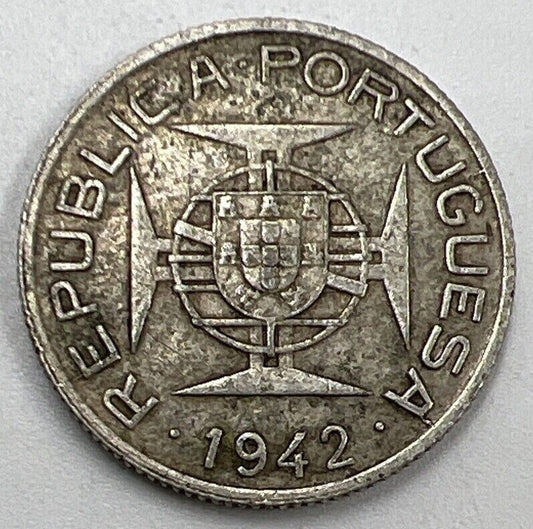 1942 Mozambique 2 1/2 Escudos Portugal Silver Coin | Fine Grade | a612