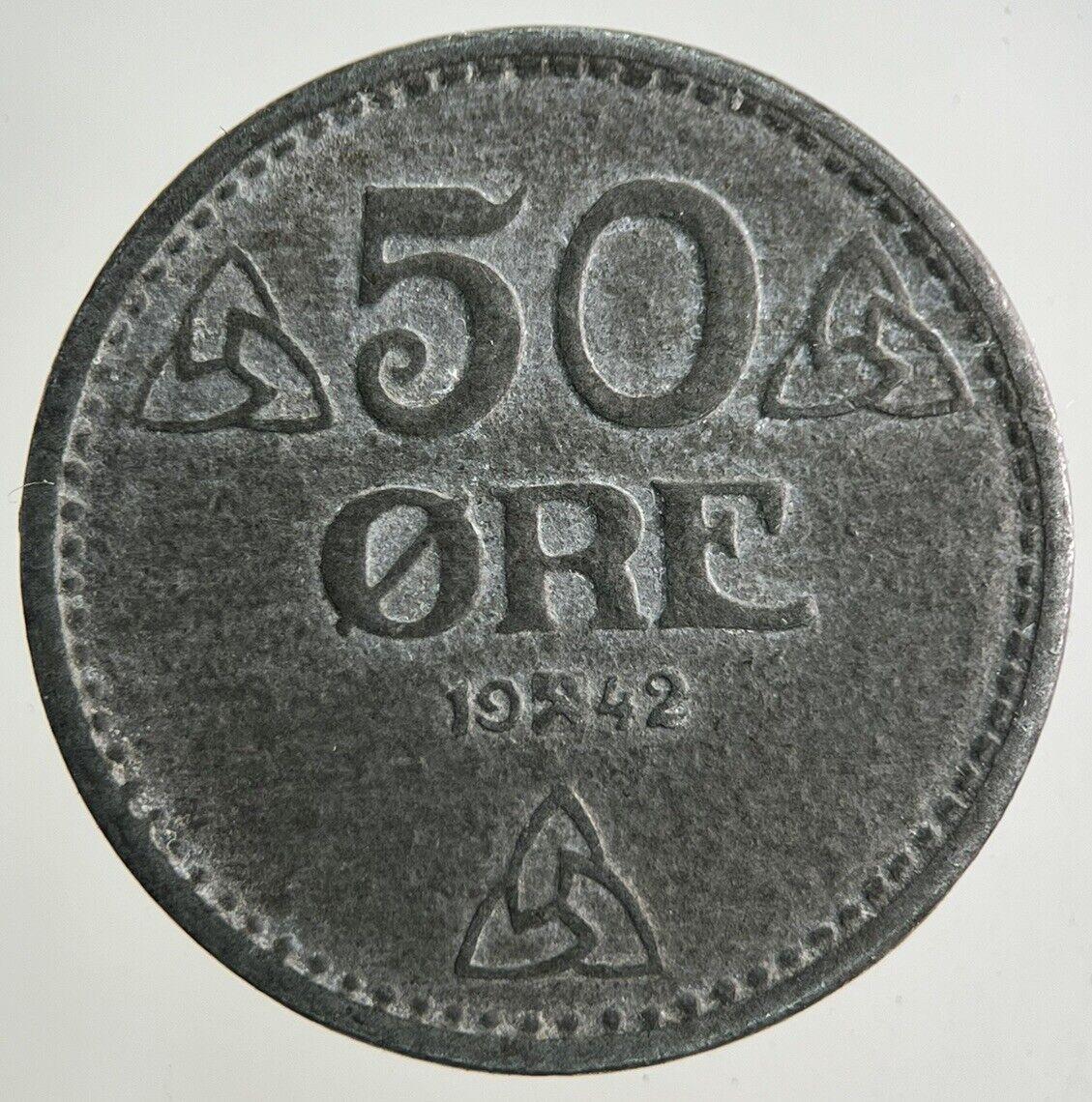 1942 Norway 50 Ore Coin | Fine Collectable Grade