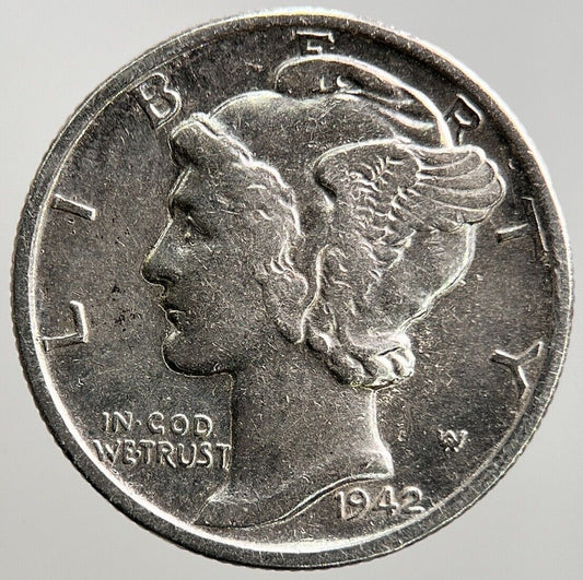 1942 US USA Mercury Dime Silver Coin | Very High Grade | a277