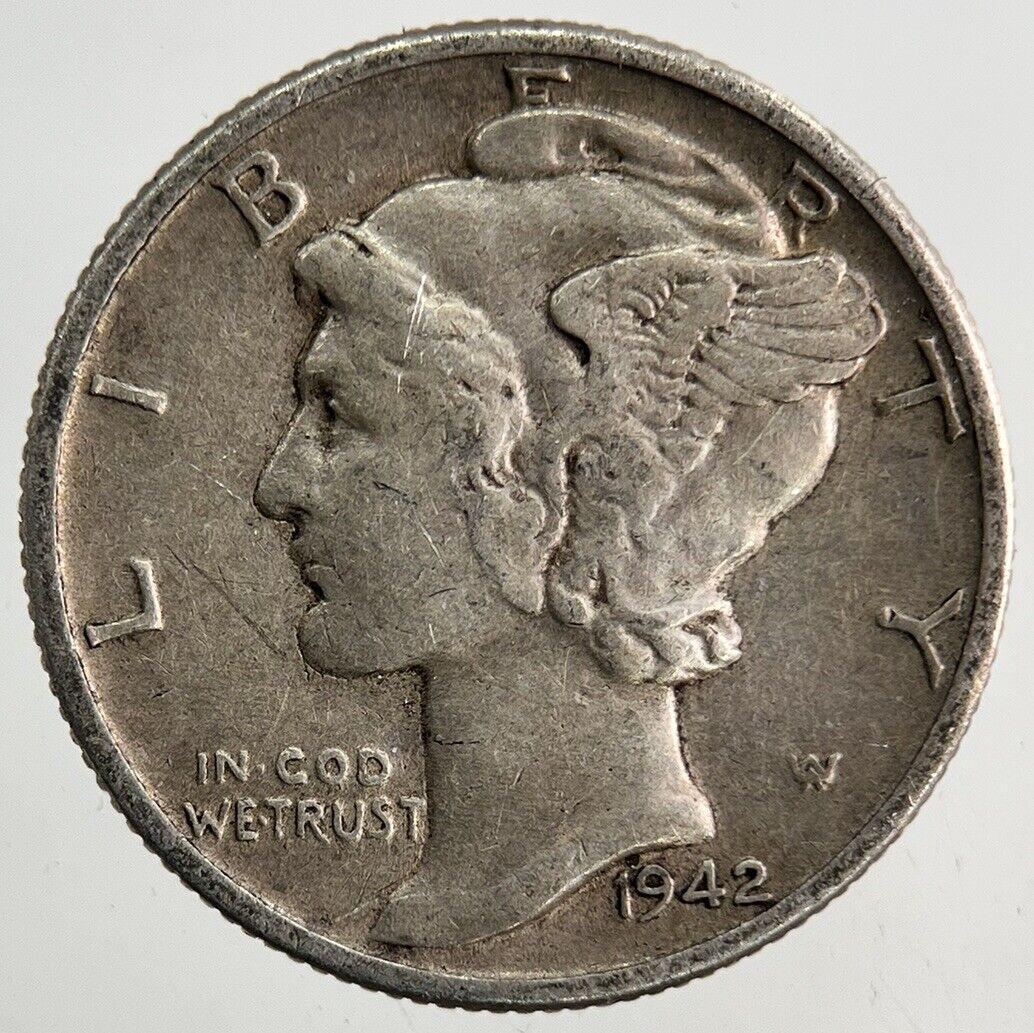 1942 US USA Mercury Dime Silver Coin | Fine Collectable Grade