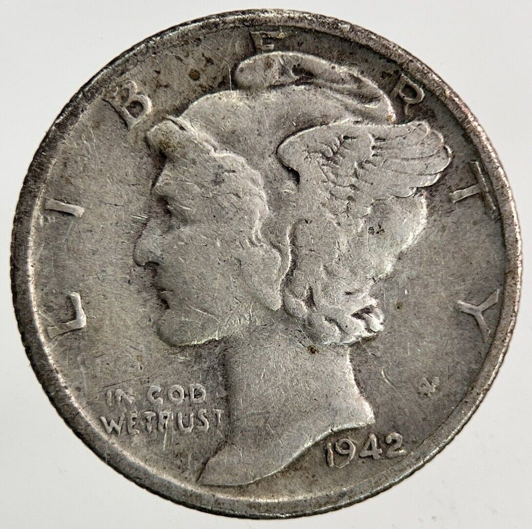1942 US USA Mercury One Dime Silver Coin | Fine Collectable Grade