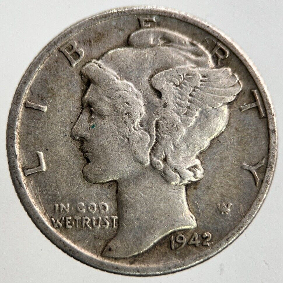 1942 US USA Mercury One Dime Silver Coin | Fine Collectable Grade