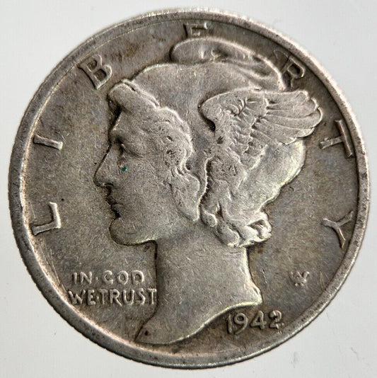 1942 US USA Mercury One Dime Silver Coin | Fine Collectable Grade