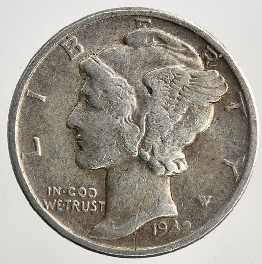 1942 US USA Mercury One Dime Silver Coin | Fine Collectable Grade