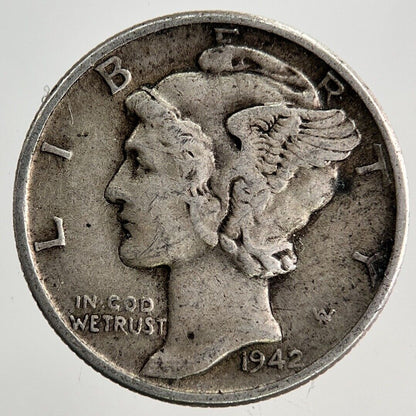 1942 US USA Mercury One Dime Silver Coin | Fine Collectable Grade