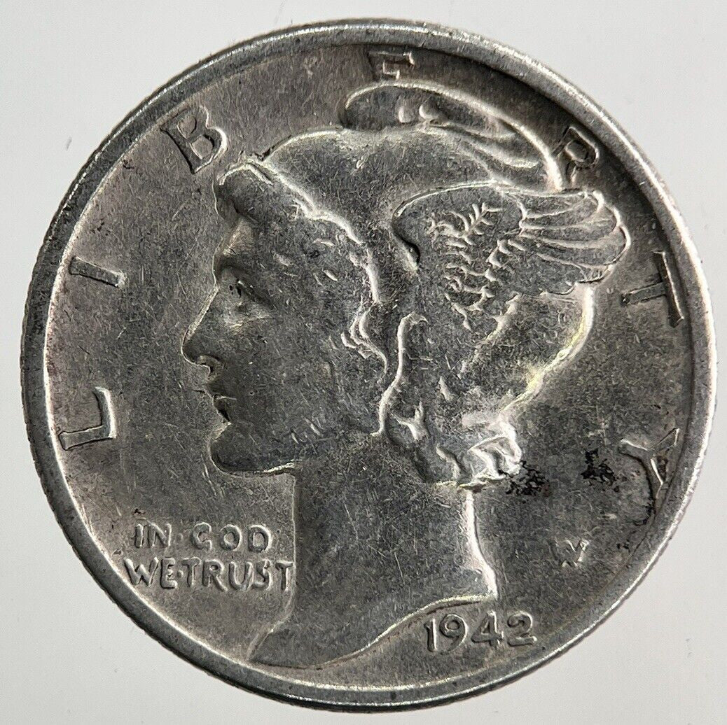 1942 US USA Mercury One Dime Silver Coin | Fine Collectable Grade