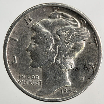 1942 US USA Mercury One Dime Silver Coin | Fine Collectable Grade