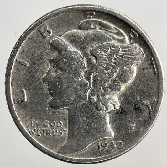 1942 US USA Mercury One Dime Silver Coin | Fine Collectable Grade