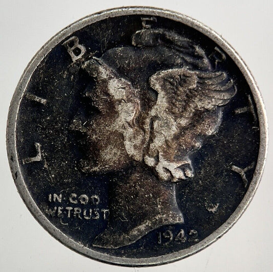 1942 US USA Mercury One Dime Silver Coin | Fine Collectable Grade