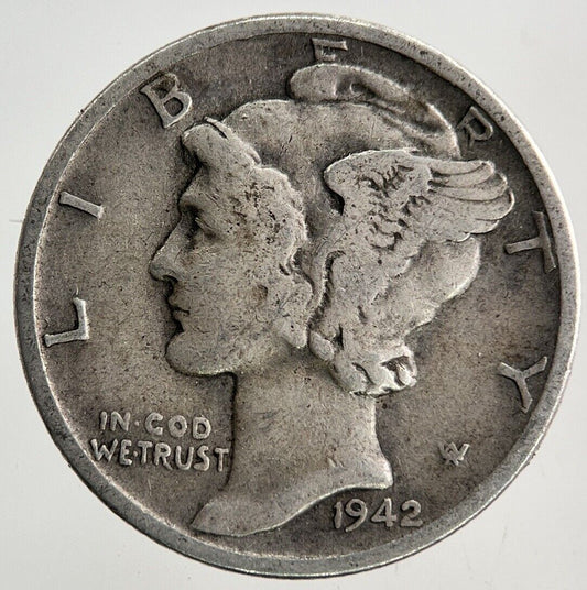 1942 US USA Mercury One Dime Silver Coin | Collectable Grade
