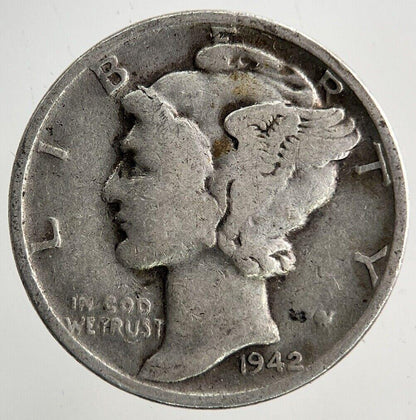 1942 US USA Mercury One Dime Silver Coin | Collectable Grade