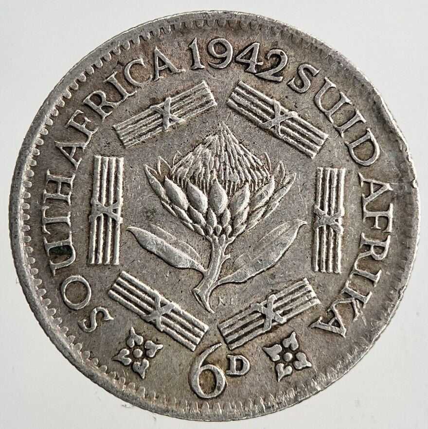 1942 South Africa Sixpence Silver Coin | Fine Collectable Grade