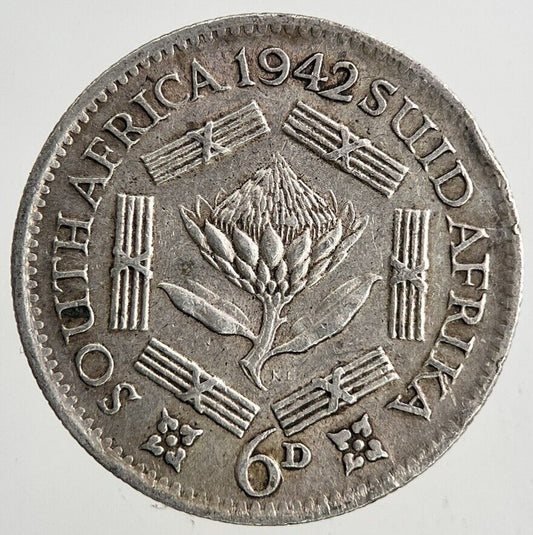 1942 South Africa Sixpence Silver Coin | Fine Collectable Grade