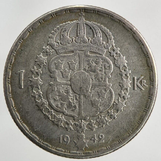 1942 Sweden 1 Krona Silver Coin | Collectable Grade