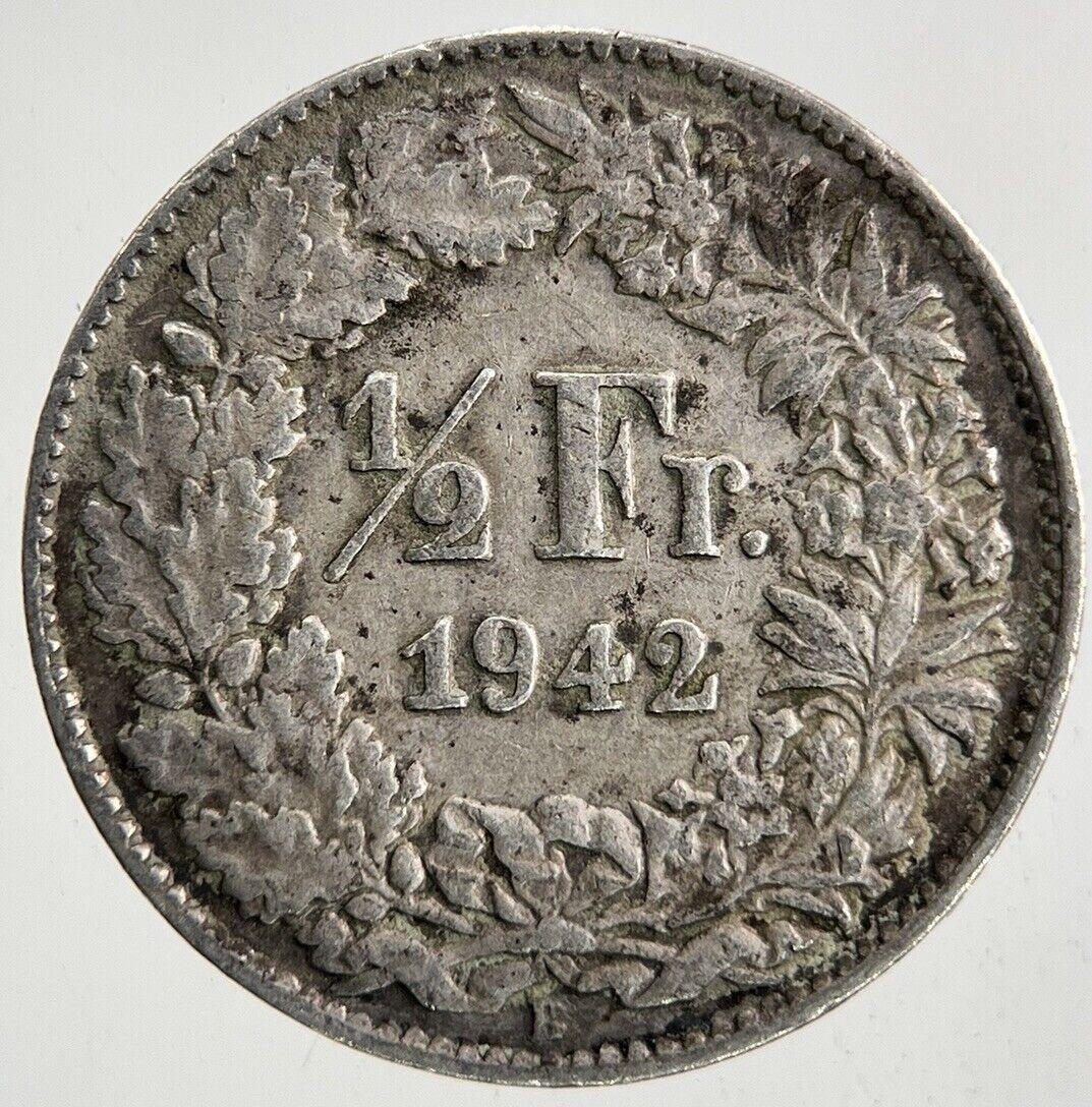 1942 Switzerland Swiss 1/2 Half Franc Silver Coin | Fine Collectable Grade
