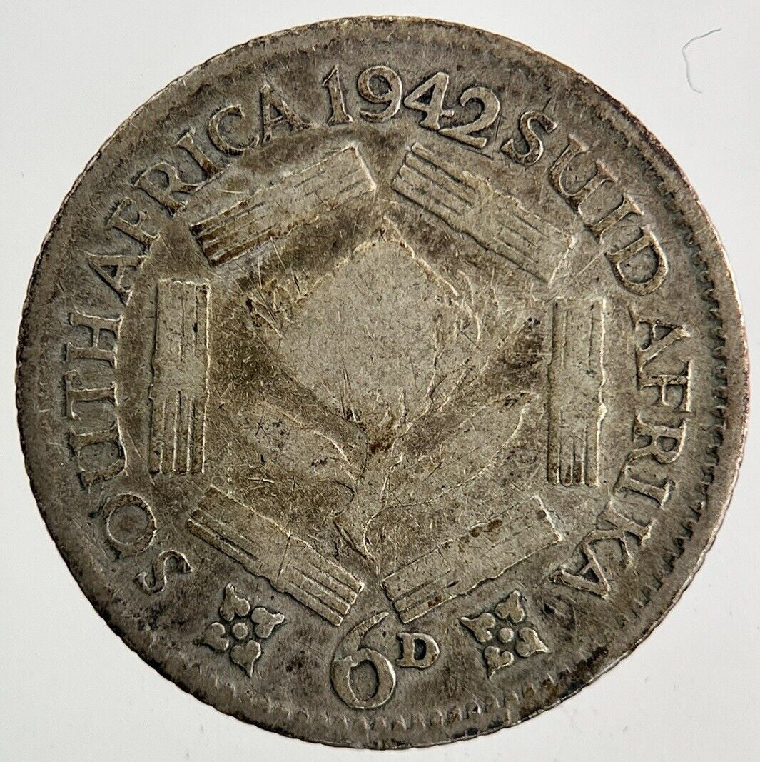 1942 South Africa Sixpence Silver Coin | Fair Grade