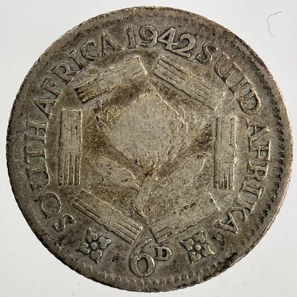 1942 South Africa Sixpence Silver Coin | Fair Grade