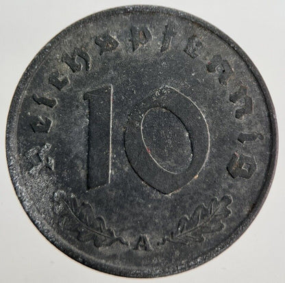 1942-A Germany Nazi 10 Pfennig Coin | Collectable Grade | a7104