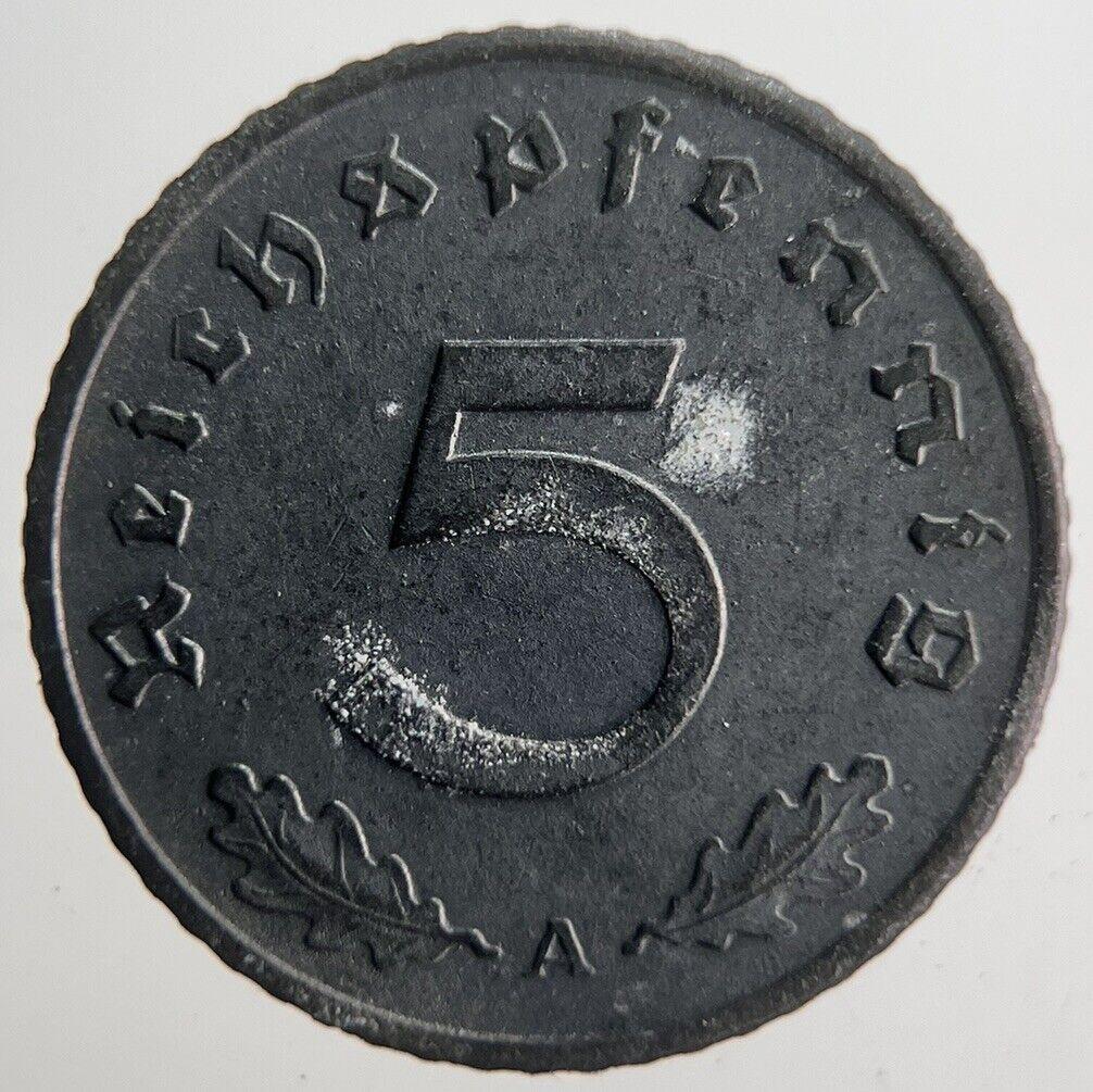 1942-A Germany Nazi 5 Pfennig Coin | Fine Collectable Grade | a4543