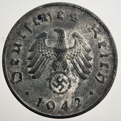 1942-A Germany Nazi 10 Pfennig Coin | Fine Collectable Grade | a127