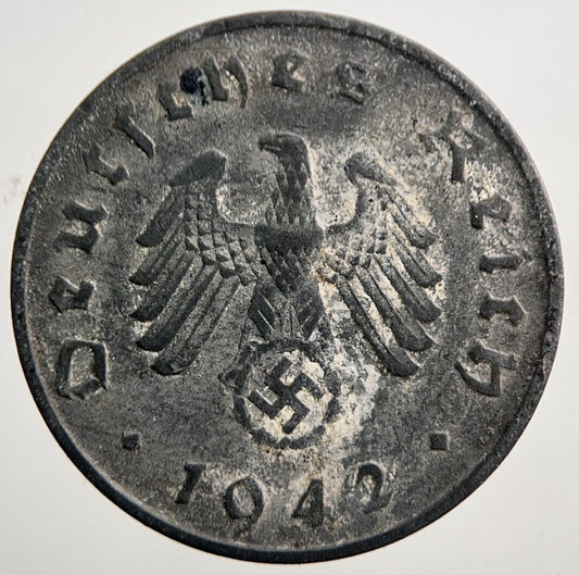 1942-A Germany Nazi 10 Pfennig Coin | Fine Collectable Grade | a127