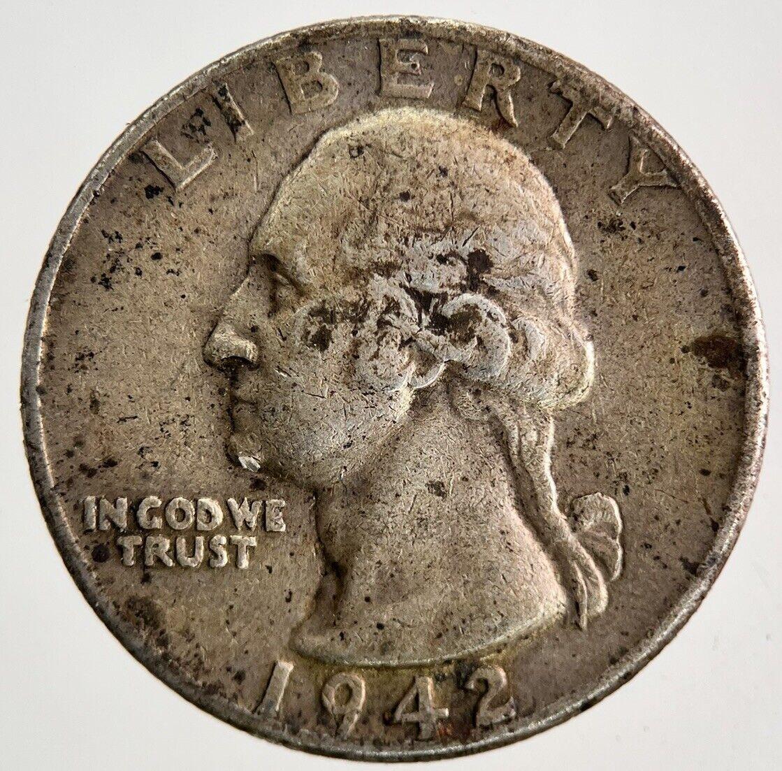 1942 US USA Quarter Dollar Silver Coin | Fine Collectable Grade