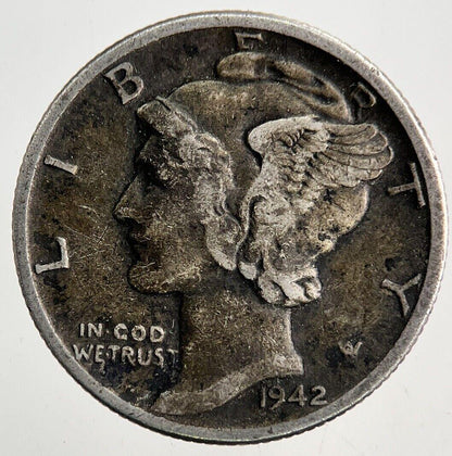 1942 US USA Mercury One Dime Silver Coin | Fine Collectable Grade